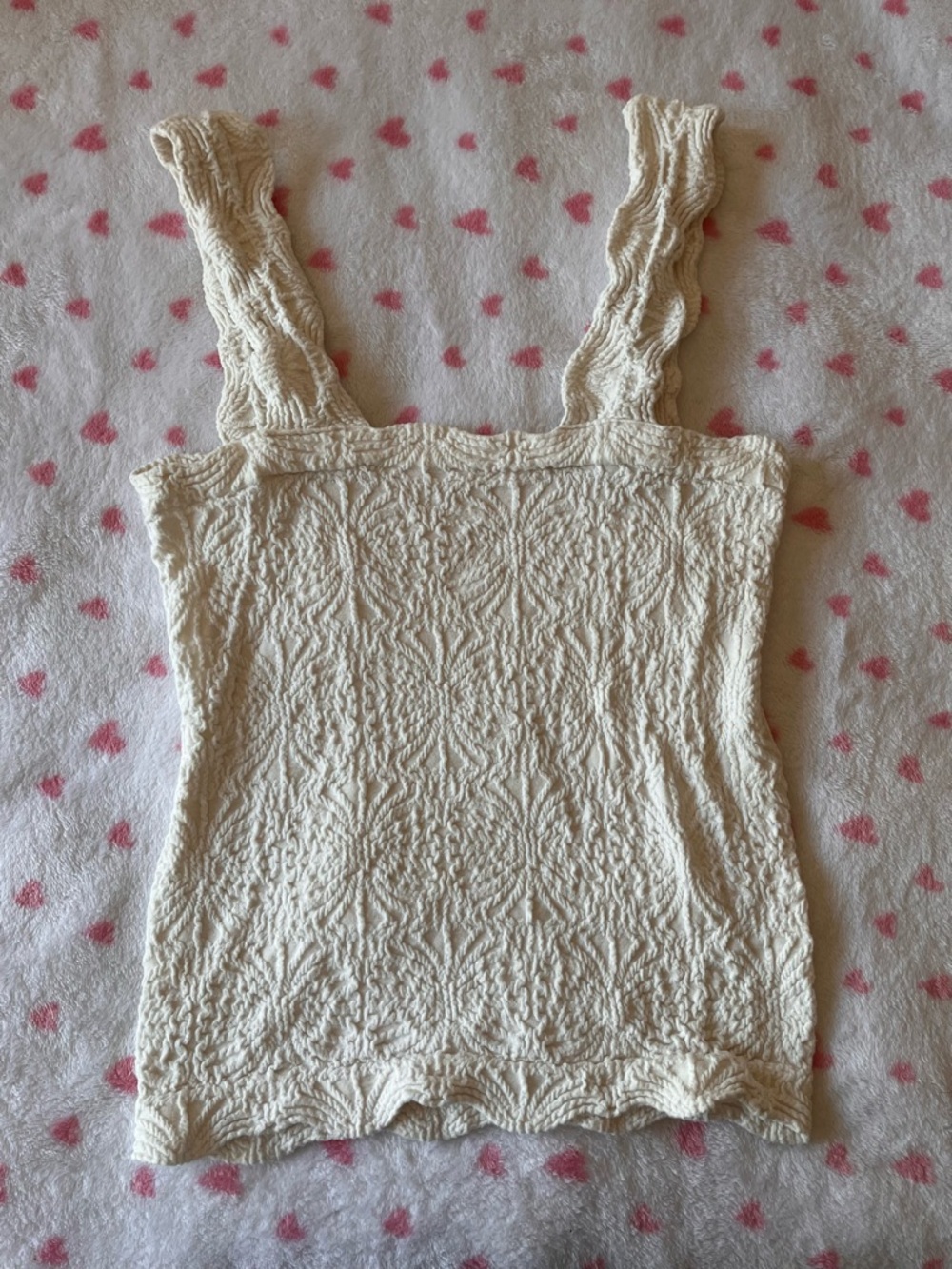 White/Cream Textured Knit Tank Top